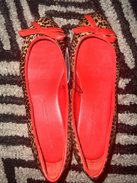 Zara Shoes - Zara Leopard Print Flats with Bright Red Interior and Bow